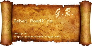 Gebei Romána névjegykártya